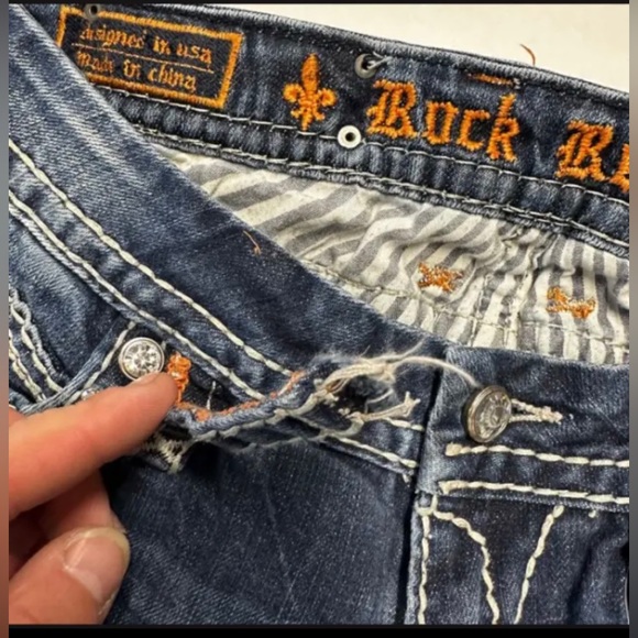 ROCK REVIVAL ELAINA Skinny Jeans Low Rise 28/31 Dark Wash Rhinestone Flip Pocket - Picture 12 of 17